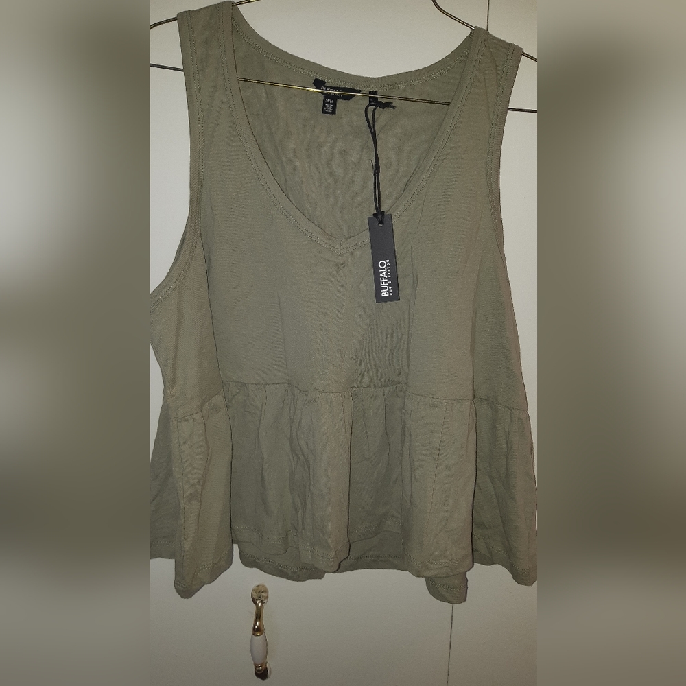 NWT:army green peplum top,size medium,made in India.Cotton